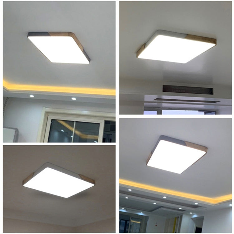 Wood Macaron LED Square Ceiling Lamp, 3-Colors Light, Size:30cm(Black) by bashfashion