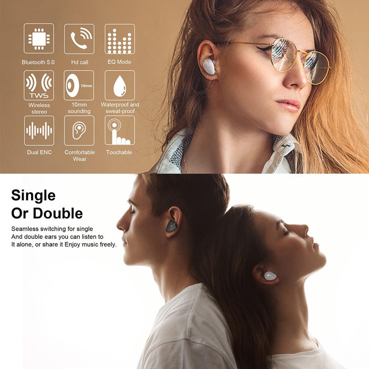 Mini Wireless With Charged Power Display ENC Bluetooth Headset(Black) by bashfashion