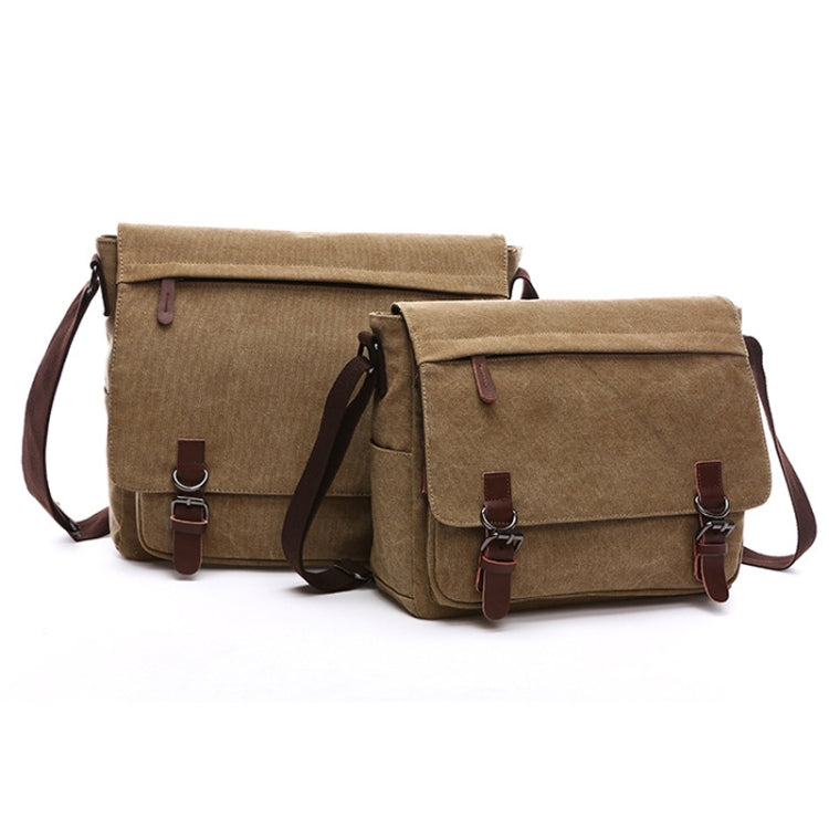Versatile Canvas Shoulder Messenger Bag Business Computer Bag, Color: Khaki Large by bashfashion
