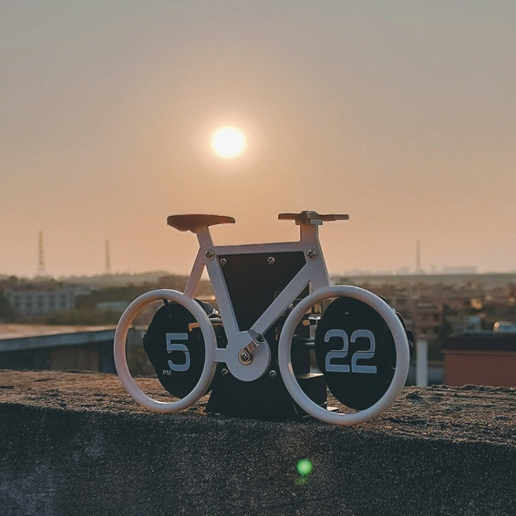 HY-F087 Retro Bicycle Shape Automatic Flip Home Decorative Turning Clock(Yellow) by bashfashion