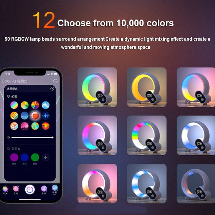 Multi-Functional RGBW Atmosphere Light Bluetooth Speaker Sunrise Wake-Up Lamp Digital Display Alarm Clock(White) by bashfashion