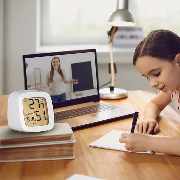 Multifunctional Temperature and Humidity LCD Clock Home Bedside Alarm Clock(2205 White) by bashfashion