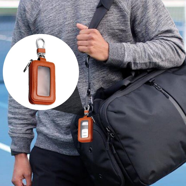 Car Remote Control Universal Visible Zipper Key Case(Claret) by bashfashion