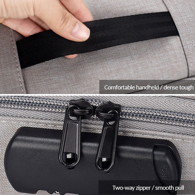ZJ02 Waterproof Polyester Multi-layer Document Storage Bag Laptop Bag for All Sizes of Laptops, with Password Lock(Grey) by bashfashion