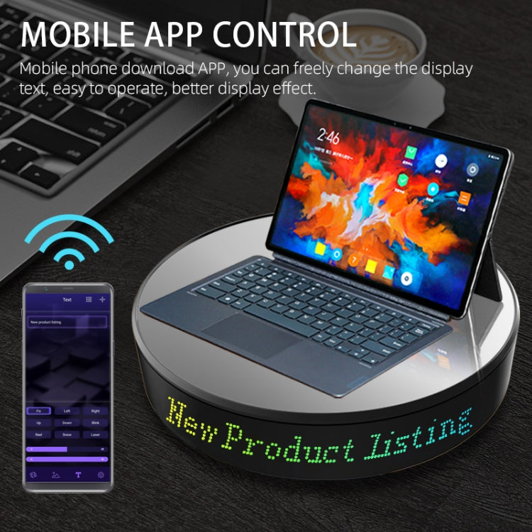 Intelligent APP Screen Display Electric Rotating Turntable Mirror Display Stand Live Broadcast Video Shooting Props Turntable(Blue Light) by bashfashion