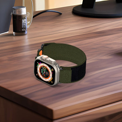 For Apple Watch Series 5 44mm Nylon Hook And Loop Fastener Watch Band(Army Green) by bashfashion