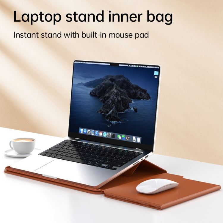 Multifunctional Laptop PU Magnetic Stand Split Liner Bag with Mouse Pad Function, Size:13-14 inch(Black) by bashfashion
