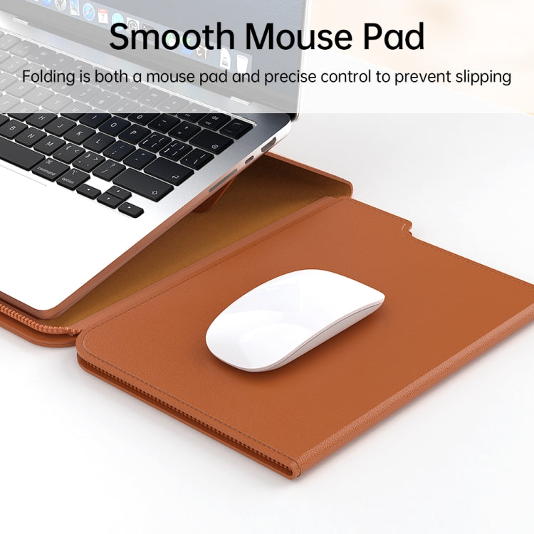 Multifunctional Laptop PU Magnetic Stand Split Liner Bag with Mouse Pad Function, Size:15 inch(Dark Blue) by bashfashion