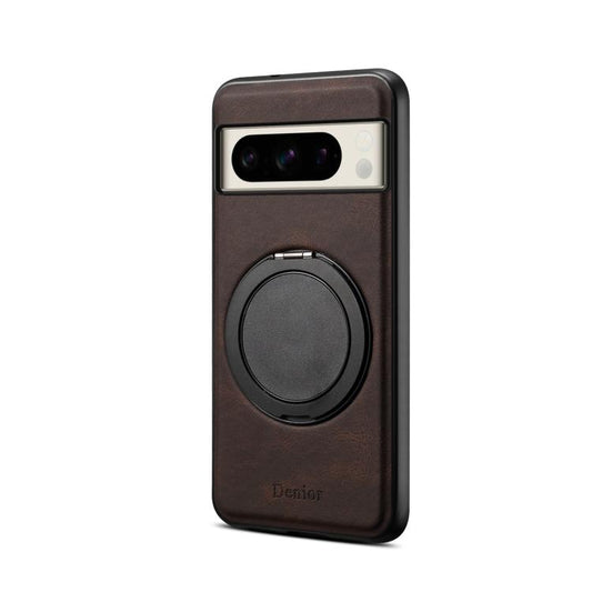 For Google Pixel 8 Pro Denior A14 Skin Feel Rotating Holder MagSafe Phone Case(Brown) by Denior