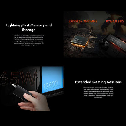 ONE-NETBOOK OneXPlayer F1 Pro 7 inch Handheld Game Console, 64GB+4TB, Windows 11 AMD Ryzen AI 9 HX 370 CPU(EU Plug) by ONE-NETBOOK