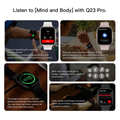 Q23 Pro 1.83 inch Color Screen IP68 Waterproof Bluetooth Call Smart Watch, Support Health Monitoring(Wine Red) by bashfashion
