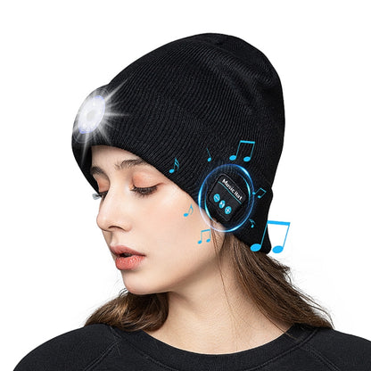 M1-BL LED Glowing Bluetooth Music Hat Wireless Call Night Running Hat(Navy) by bashfashion