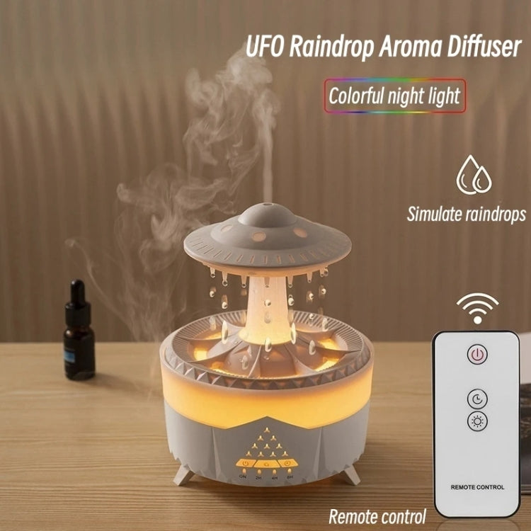 UFO Water Drop Aromatherapy Humidifier Desktop Remote Control Diffuser, Plug: AU Plug(White) by bashfashion