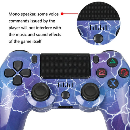 For PS4 Wireless Bluetooth Game Controller With Light Strip Dual Vibration Game Handle(Flame) by bashfashion