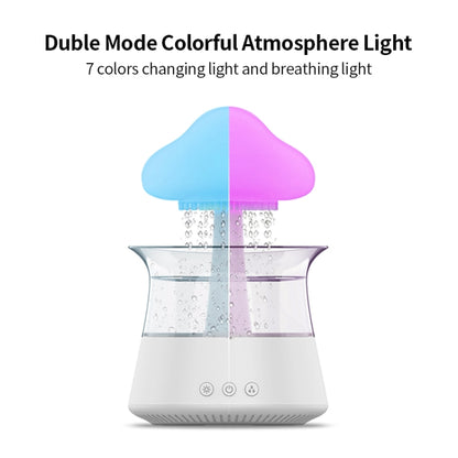 CH06 300ml Rain Humidifier Mushroom Cloud Colorful Night Lamp Aromatherapy Machine, Style: Without Remote Controller(White) by bashfashion