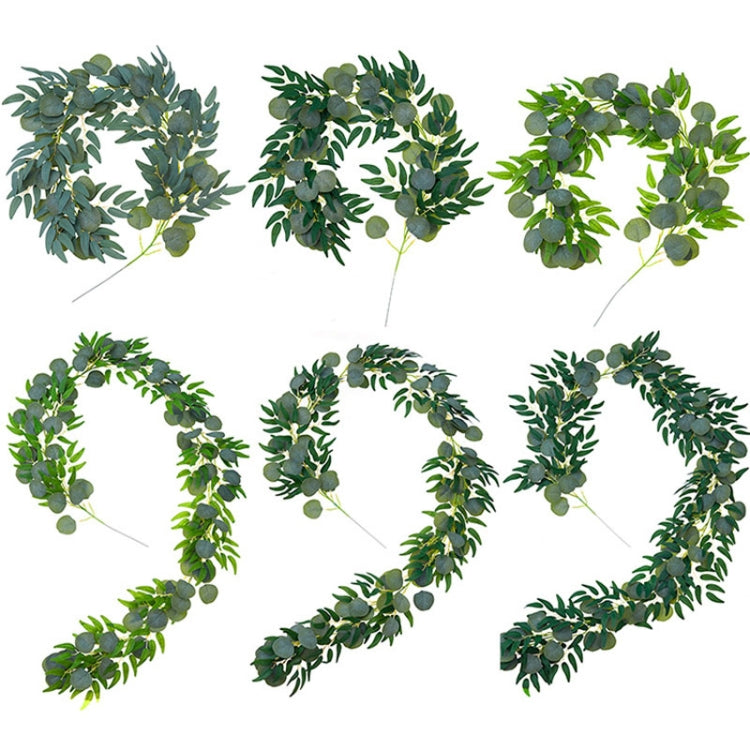 Artificial Greenery Eucalyptus Leaf Vine Simulation Rattan Home Decoration, Style: 1m Eucalyptus+5 Leaves Willow Gray White by bashfashion