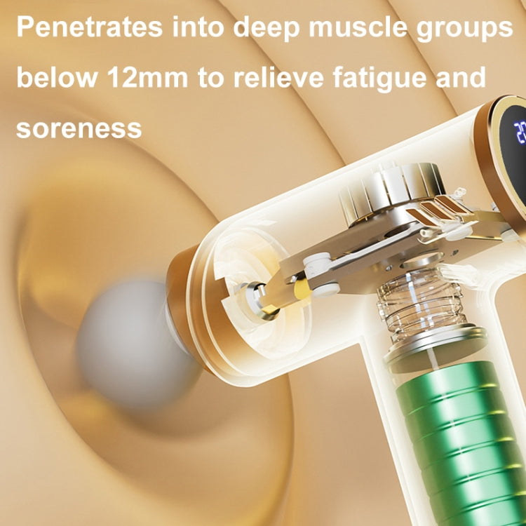 LCD Variable Frequency Silent Fascia Gun High Frequency Vibration Muscle Relaxation Massager(White) by bashfashion