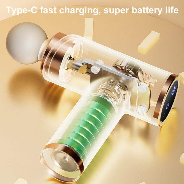 LCD Variable Frequency Silent Fascia Gun High Frequency Vibration Muscle Relaxation Massager(White) by bashfashion