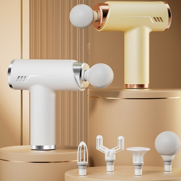 LCD Variable Frequency Silent Fascia Gun High Frequency Vibration Muscle Relaxation Massager(White) by bashfashion