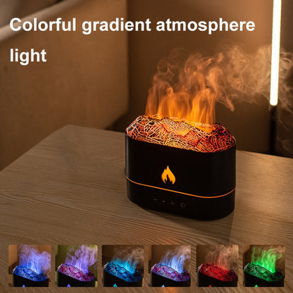 HX853B USB Plug-In Colorful Flame Lighting Effect Aromatherapy Humidifier(Black) by bashfashion
