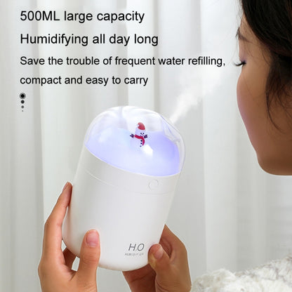 500ml Snowman Humidifier USB Desktop Large Capacity Colorful Ambient Light Air Humidifier(White) by bashfashion