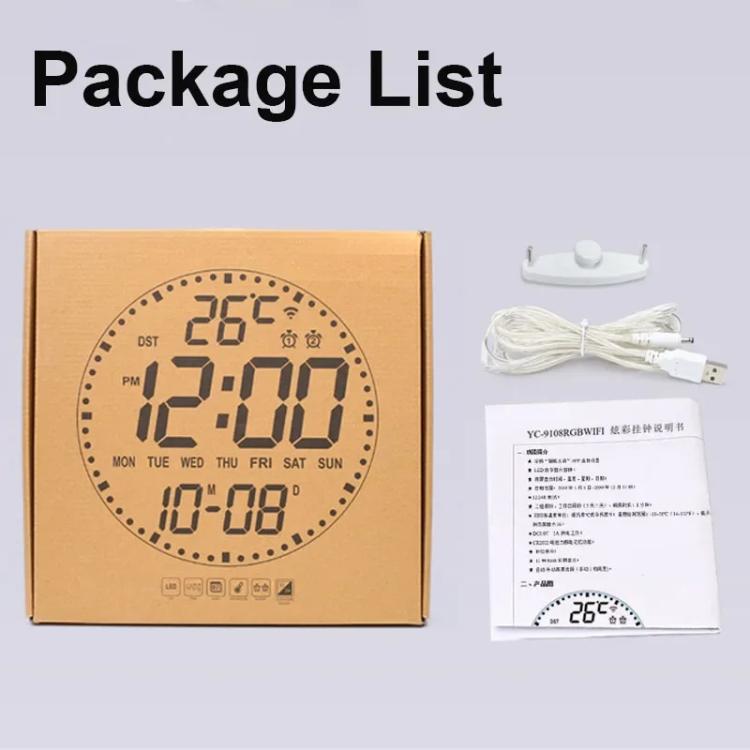 Wifi App Control LED Digital Wall Clock With RGB Light Multi-Functional Alarm Clock(White Shell Cloth Surface) by bashfashion