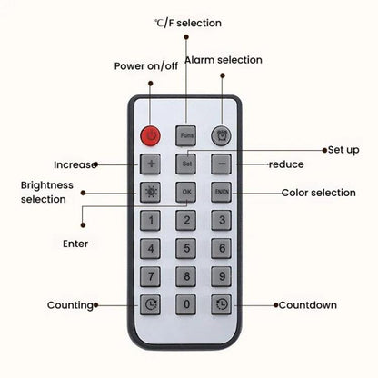 11.6-Inch White Light Wall Clock With Remote Control Multi-Functional Alarm Clock Bamboo+Cloth by bashfashion