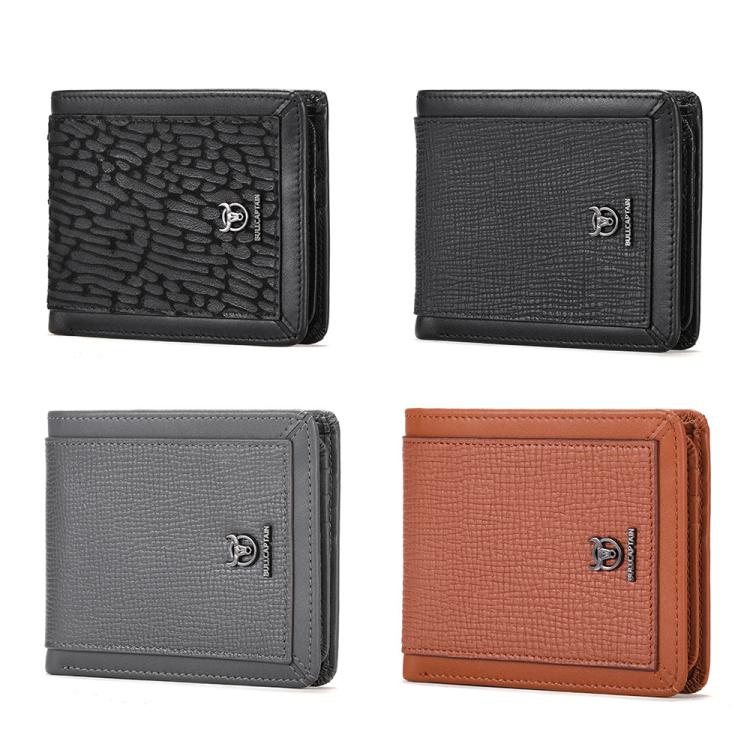 BULL CAPTAIN 07 RFID Anti-theft Top-layer Cowhide Multiple Card Slots Wallet(Black Leopard Print) by BULL CAPTAIN