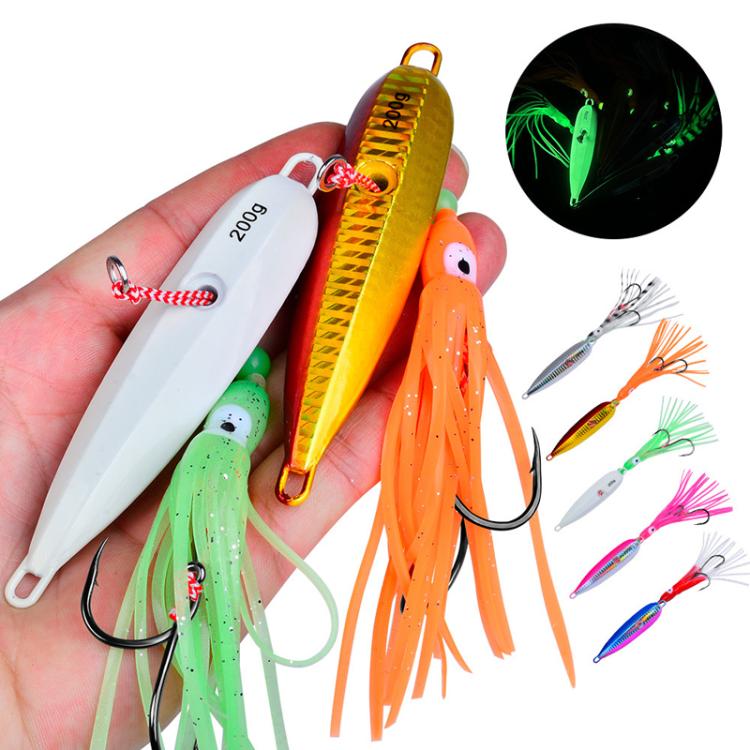 80G PROBEROS LF159 Luminous Bearded Squid Hook Slow Cranking Road Runner Iron Plate Bionic False Bait(C) by PROBEROS