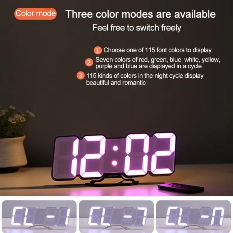 RGB Color Changing 3D Digital Clock With Voice Control, Adjustable Brightness, Temperature Display & Remote, Spec: Upgraded Humidity Black by bashfashion